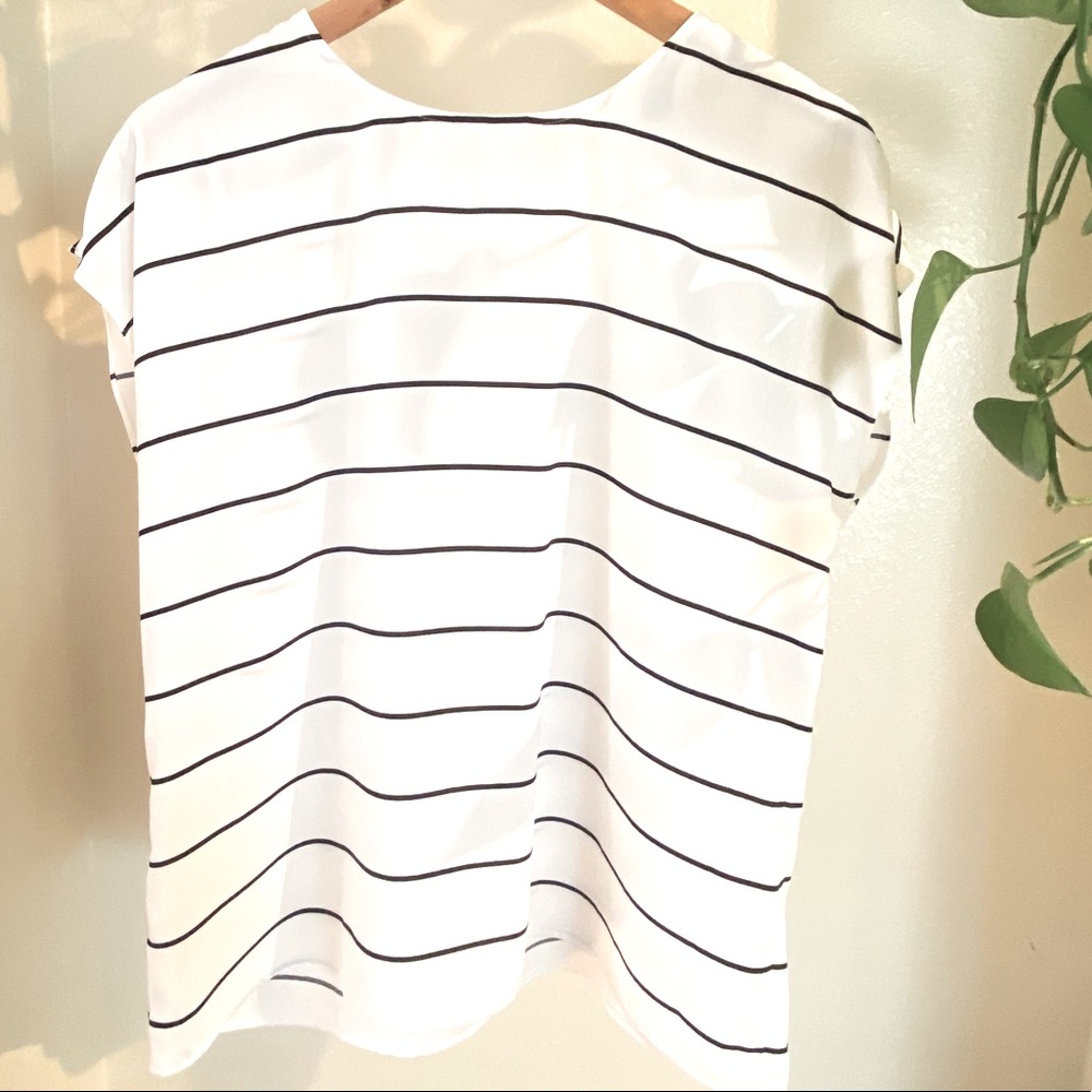 Halogen navy stripped blouse